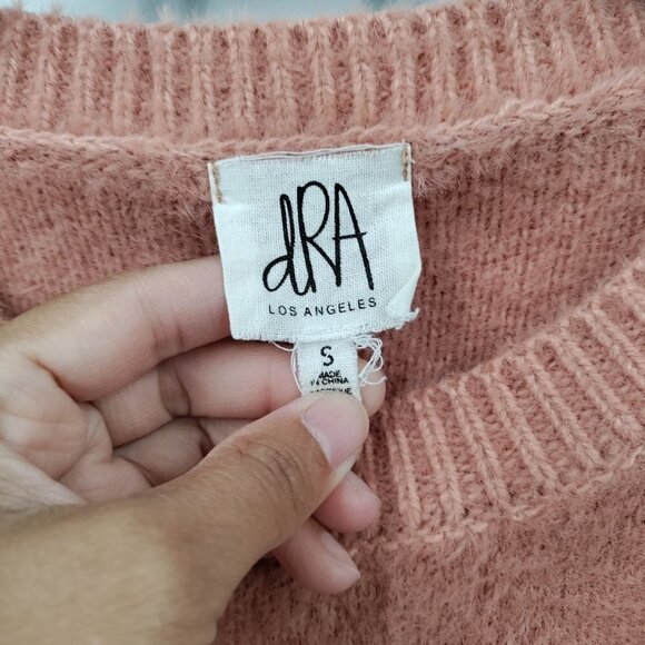 New DRA LA Franco Crop Fuzzy Plush Knit Crop Pullover Sweater Small Women Pink - Picture 3 of 10